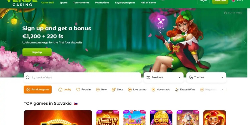 The Verde Casino home page as it stood on 2026-10-29