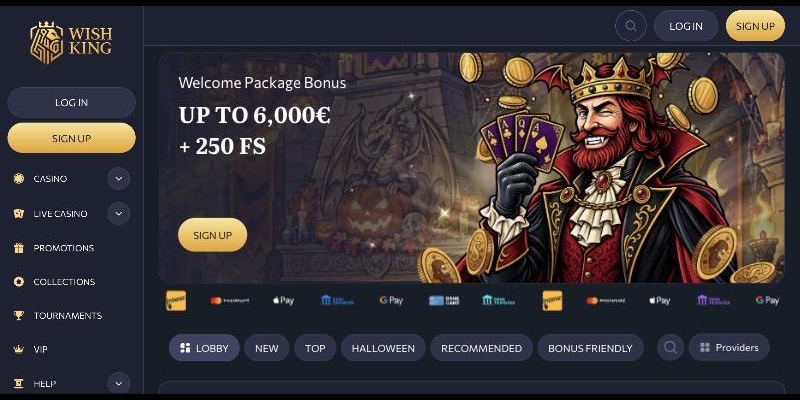 The WishKing home page as it stood on 2026-10-29